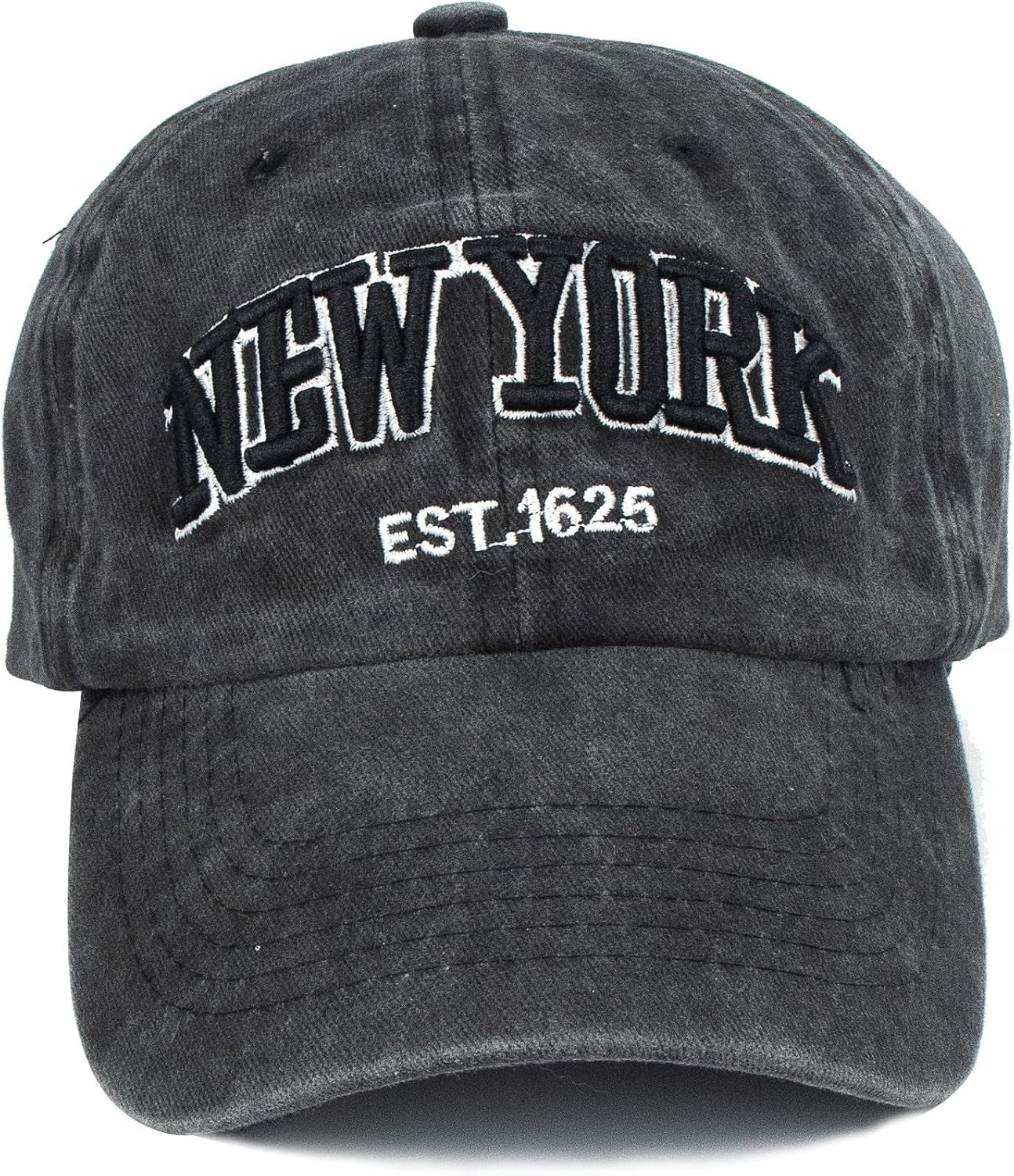 Baseball Hat New-York Distressed-Adjustable-Strapback - Washed Twill Dad Hat Unisex