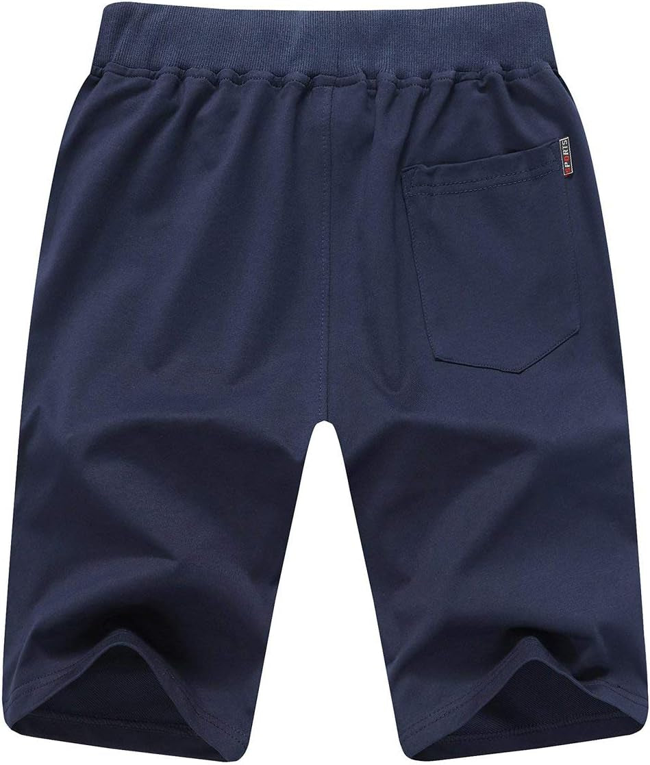 Mens Shorts Casual Workout Drawstring Shorts with Elastic Waist and Zipper Pockets