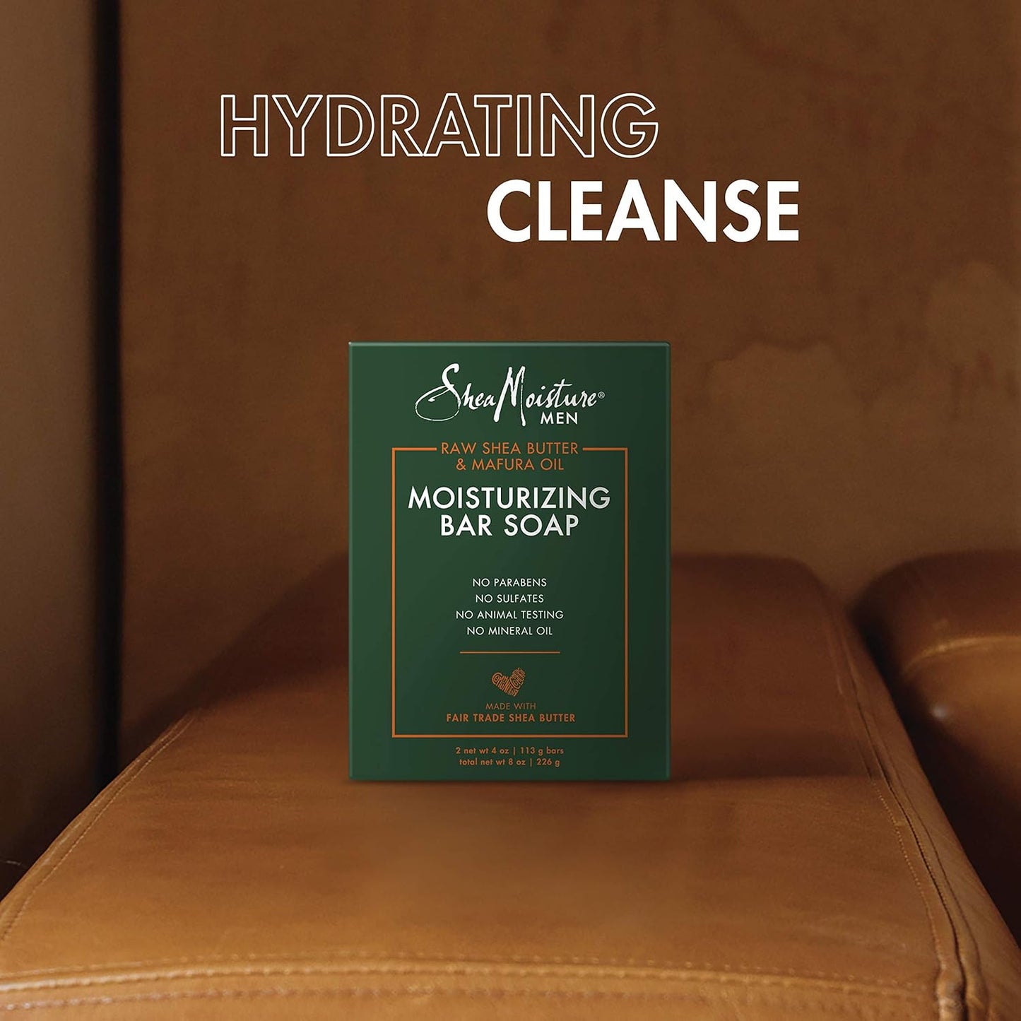 Men Bar Soap Cleanser to Clean and Hydrate Skin Moisturizing, Creamy Vanilla Bean, 8 Oz, 2 Count