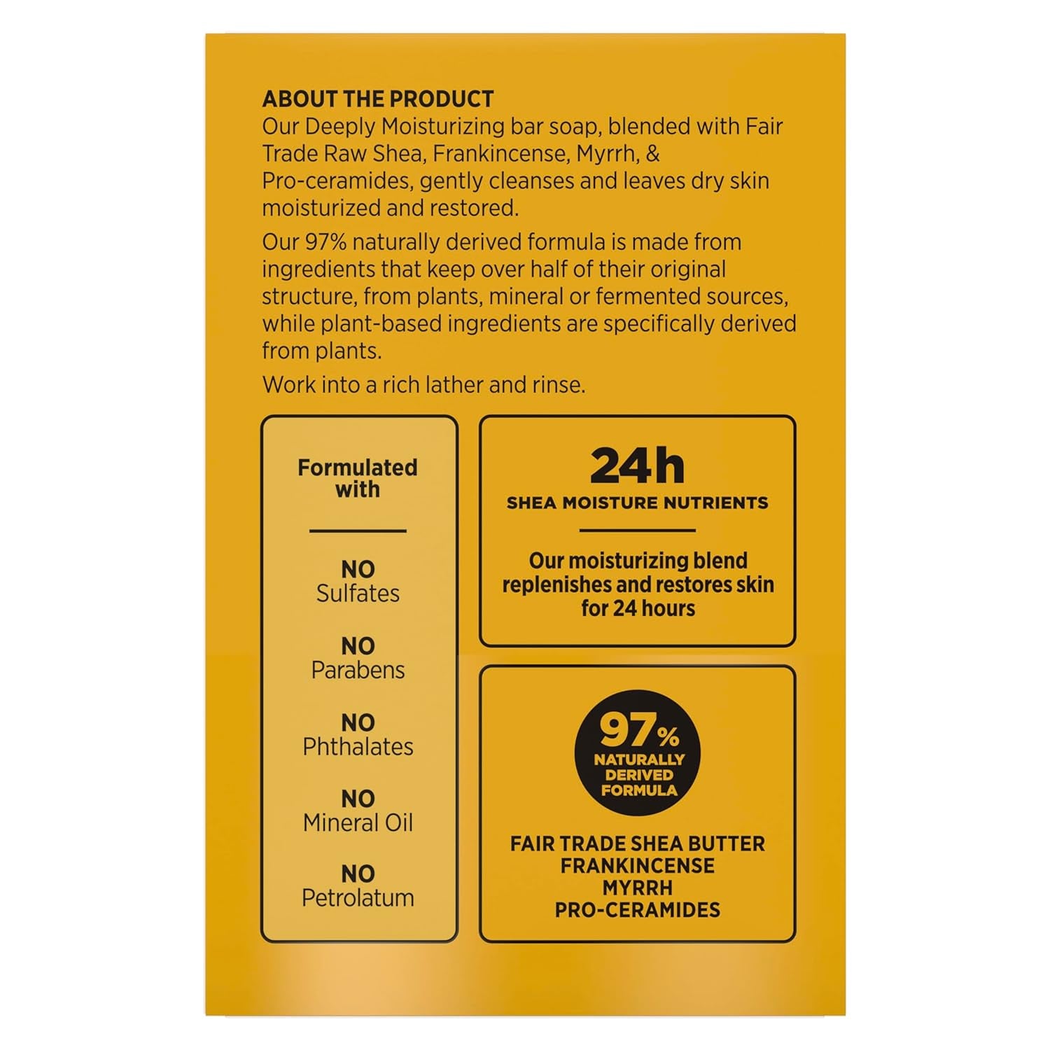 Bar Soap Raw Shea Butter 4 Count Moisturize and Restore Dry Skin Deeply Moisturizing Bar Soap with 24H Shea Moisture Nutrients for Healthy, Glowing Skin 8 Oz