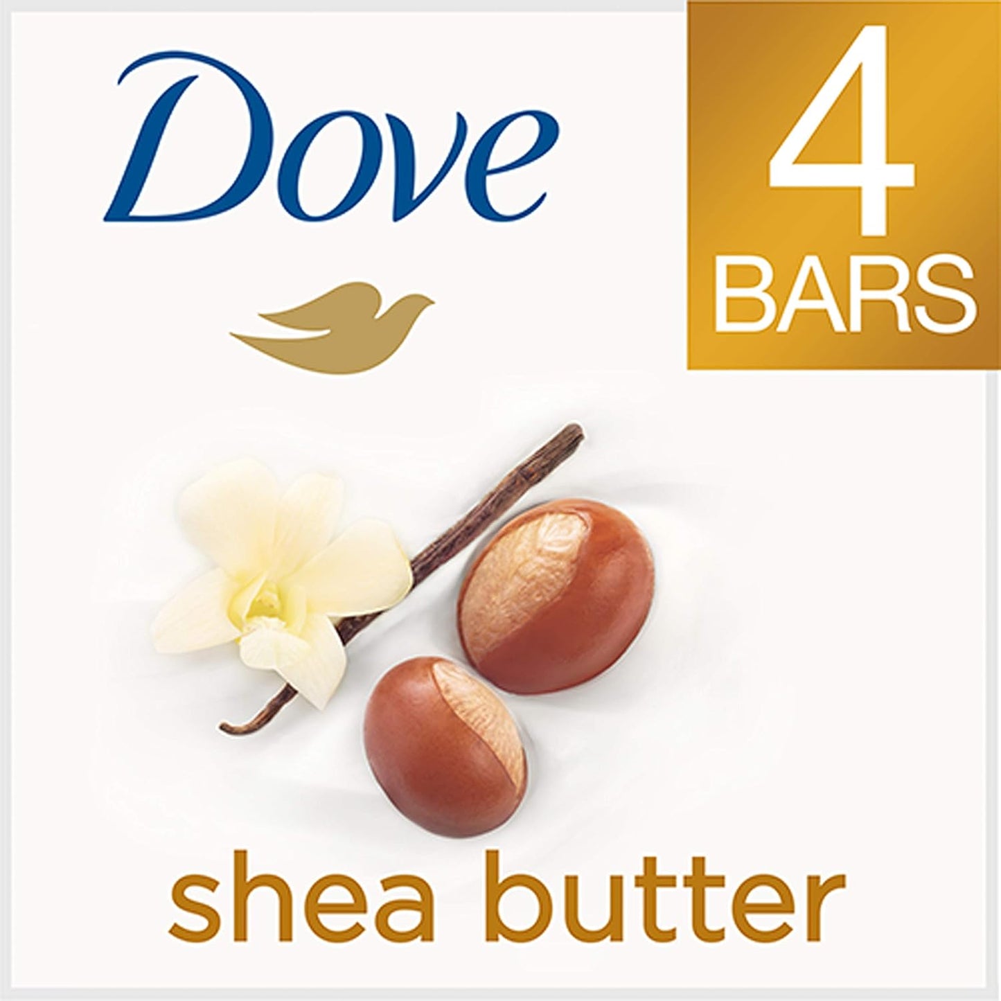 Beauty Bar Soap Shea Butter 4 Count for Nourished, Radiant Skin, Enriches Skin 3.75 Oz