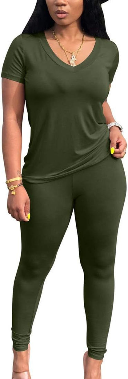 2 Piece Outfits for Women Workout Track Suits Long Sleeve Top Jogger Legging Pants Sets