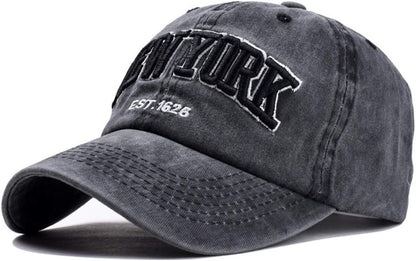 Baseball Hat New-York Distressed-Adjustable-Strapback - Washed Twill Dad Hat Unisex