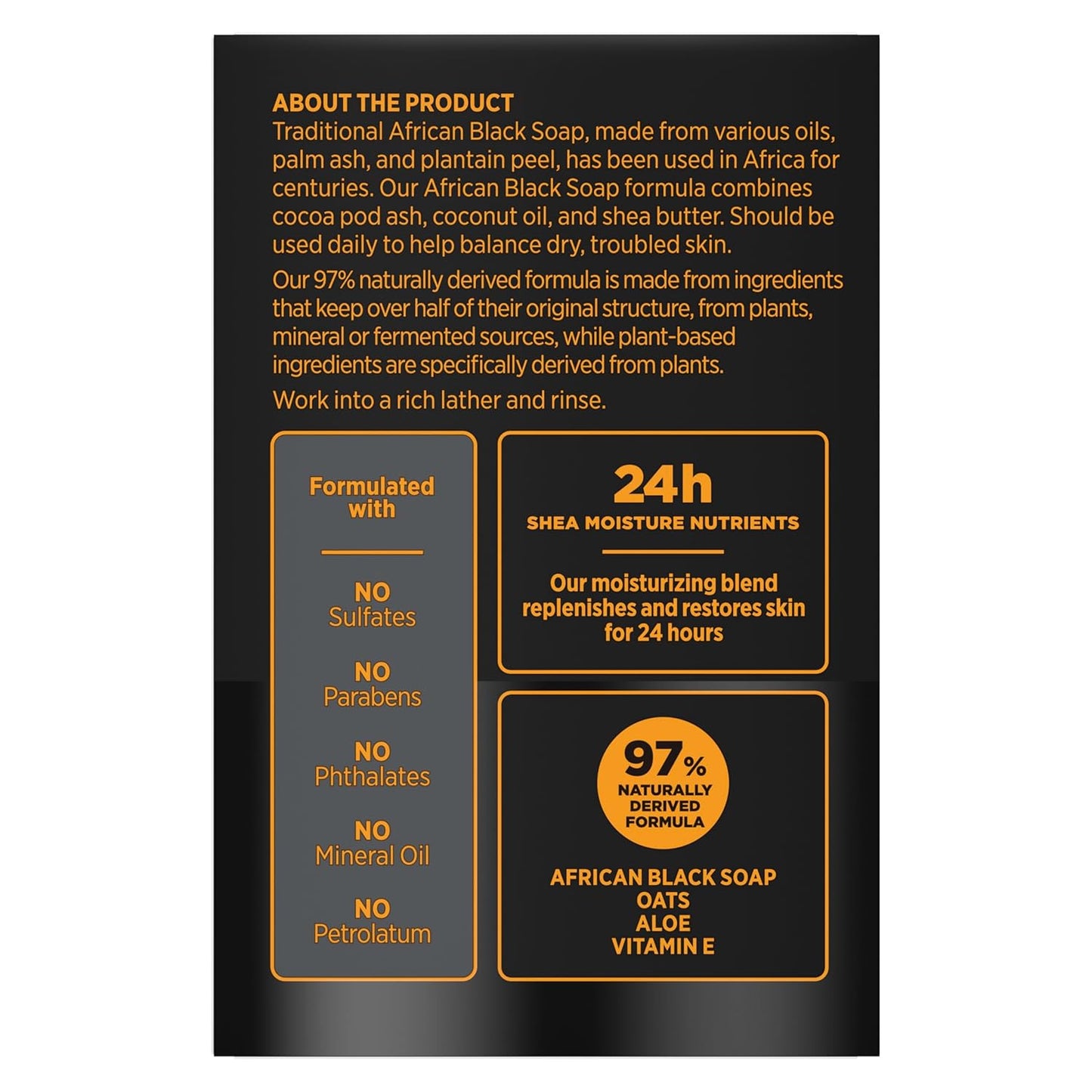 Bar Soap African Black Soap 4 Count Soothe and Clarify Skin Soothing and Clarifying Bar Soap with 24H Shea Moisture Nutrients for Healthy, Glowing Skin 8 Oz