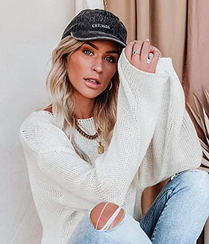 Baseball Hat New-York Distressed-Adjustable-Strapback - Washed Twill Dad Hat Unisex