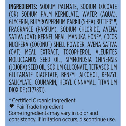 Bar Soap Manuka Honey Oatmeal 4 Count Smoothing & Exfoliating Smooth and Exfoliating Bar Soap with 24H Shea Moisture Nutrients for Healthy, Glowing Skin 8 Oz