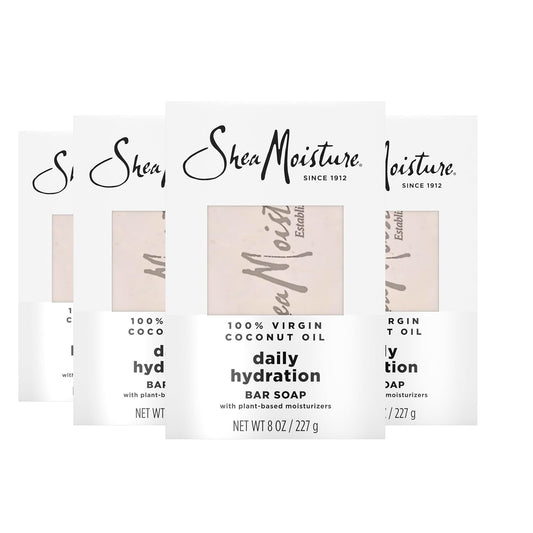 Bar Soap Virgin Coconut Oil 4 Count Nourish and Replenish Skin Daily Hydrating Bar Soap with 24H Shea Moisture Nutrients for Healthy, Glowing Skin 8 Oz