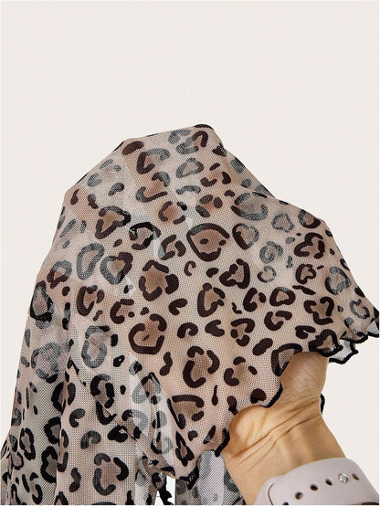 Women'S Y2K Leopard Print Camisole Mesh Tops Streetwear Women Lace Trim Sleeveless Cami Shirts Clubwear Crop Tops