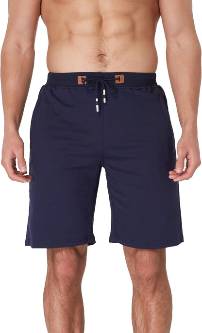 Mens Shorts Casual Workout Drawstring Shorts with Elastic Waist and Zipper Pockets