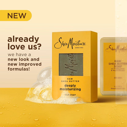 Bar Soap Raw Shea Butter 4 Count Moisturize and Restore Dry Skin Deeply Moisturizing Bar Soap with 24H Shea Moisture Nutrients for Healthy, Glowing Skin 8 Oz